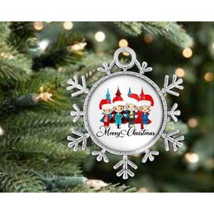 Merry Christmas Golden Girls TV Show Christmas Silver Snowflake Ornament